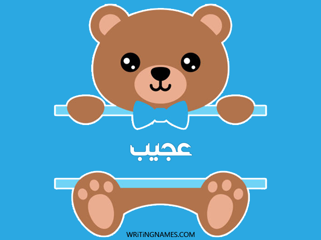 إسم عجيب مكتوب على صور دبدوب مزخرف بالعربي
