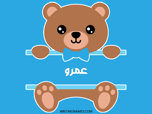 إسم عمرو مكتوب على صور دبدوب مزخرف بالعربي