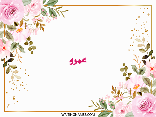 إسم عمرو مكتوب على صور ورد مزخرف بالعربي