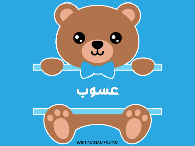 إسم عسوب مكتوب على صور دبدوب مزخرف بالعربي