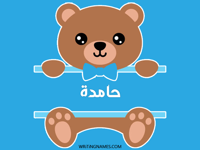 إسم حامدة مكتوب على صور دبدوب مزخرف بالعربي