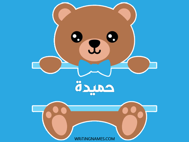 إسم حميدة مكتوب على صور دبدوب مزخرف بالعربي