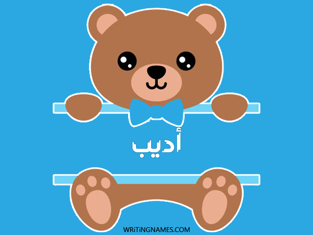 إسم اديب مكتوب على صور دبدوب مزخرف بالعربي