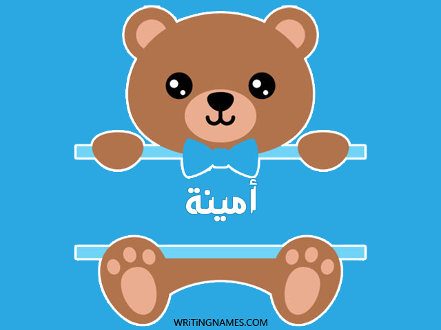 إسم أمينة مكتوب على صور دبدوب مزخرف بالعربي