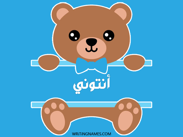 إسم أنتوني مكتوب على صور دبدوب مزخرف بالعربي