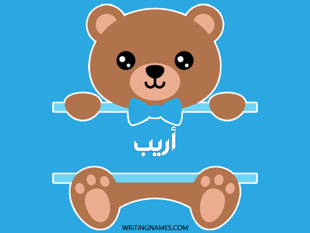 إسم أريب مكتوب على صور دبدوب مزخرف بالعربي