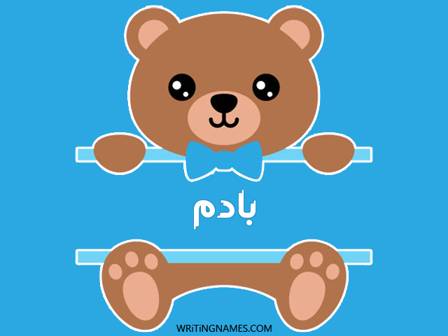 إسم بادم مكتوب على صور دبدوب مزخرف بالعربي