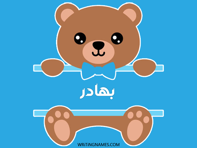 إسم بهادر مكتوب على صور دبدوب مزخرف بالعربي