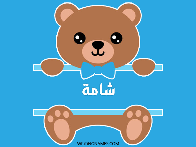 إسم شامة مكتوب على صور دبدوب مزخرف بالعربي