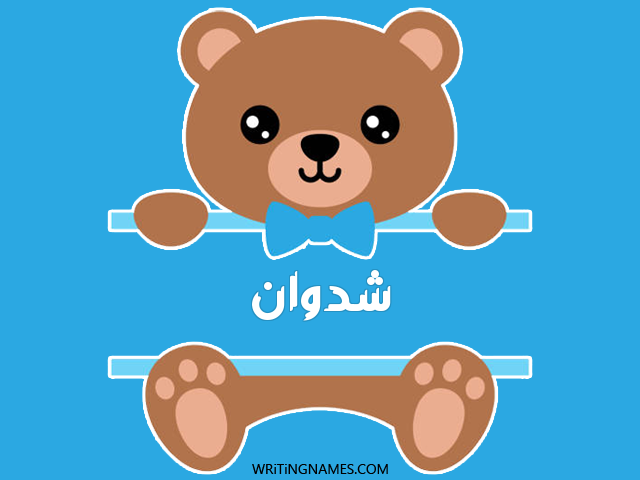 إسم شدوان مكتوب على صور دبدوب مزخرف بالعربي