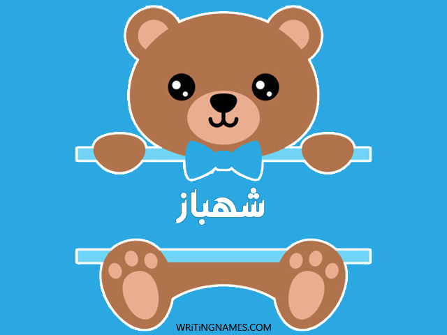 إسم شهباز مكتوب على صور دبدوب مزخرف بالعربي