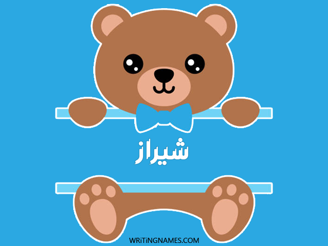 إسم شيراز مكتوب على صور دبدوب مزخرف بالعربي
