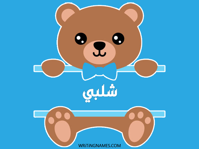 إسم شلبي مكتوب على صور دبدوب مزخرف بالعربي