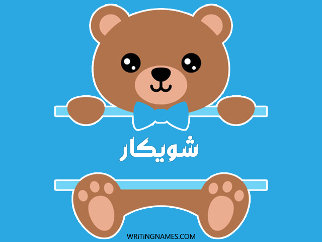 إسم شويكار مكتوب على صور دبدوب مزخرف بالعربي