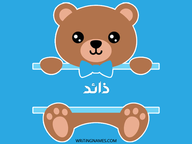 إسم ذائد مكتوب على صور دبدوب مزخرف بالعربي