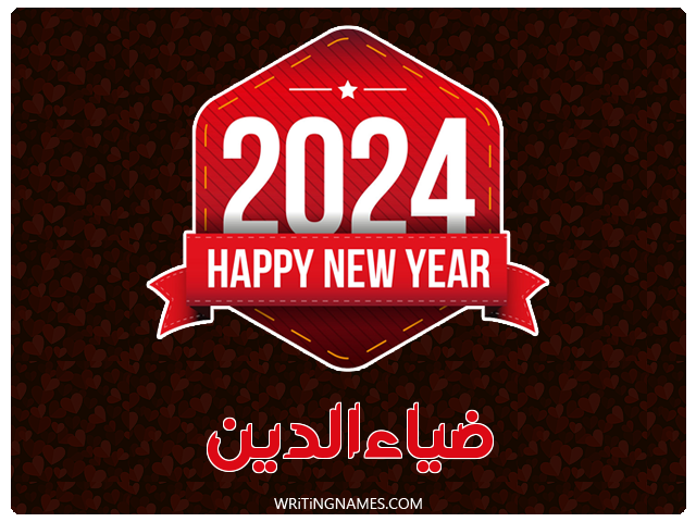 إسم ضياءالدين مكتوب على صور السنة الميلادية 2024 مزخرف بالعربي