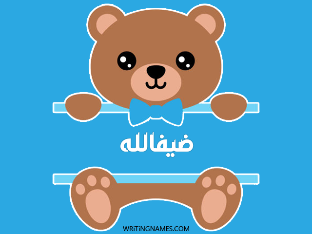 إسم ضيفالله مكتوب على صور دبدوب مزخرف بالعربي