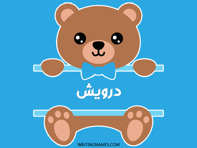إسم درويش مكتوب على صور دبدوب مزخرف بالعربي