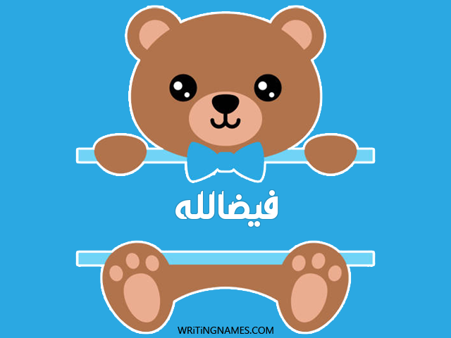 إسم فيضالله مكتوب على صور دبدوب مزخرف بالعربي