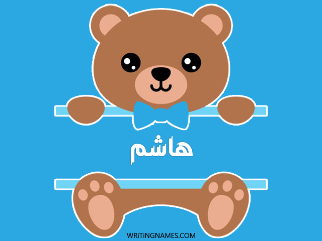 إسم هاشم مكتوب على صور دبدوب مزخرف بالعربي