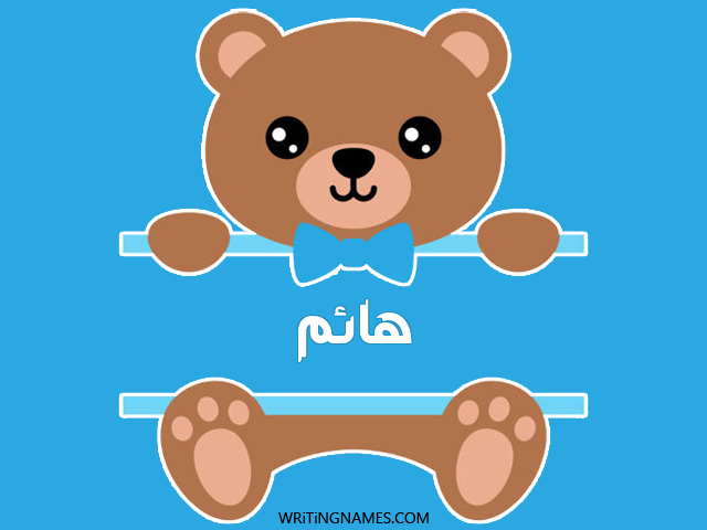 إسم هائم مكتوب على صور دبدوب مزخرف بالعربي