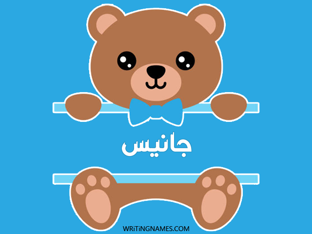 إسم جانيس مكتوب على صور دبدوب مزخرف بالعربي