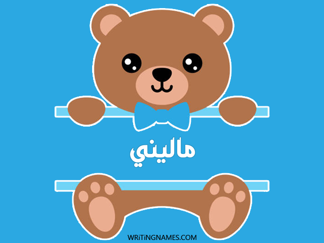 إسم ماليني مكتوب على صور دبدوب مزخرف بالعربي