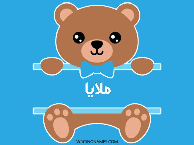 إسم ملايا مكتوب على صور دبدوب مزخرف بالعربي