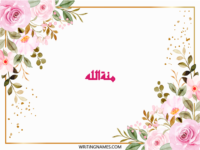 إسم منةالله مكتوب على صور ورد مزخرف بالعربي
