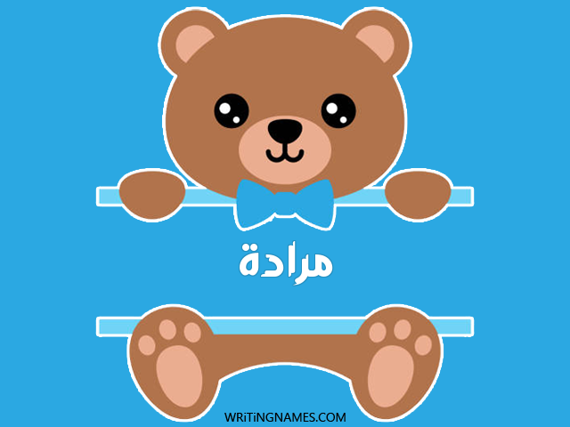 إسم مرادة مكتوب على صور دبدوب مزخرف بالعربي