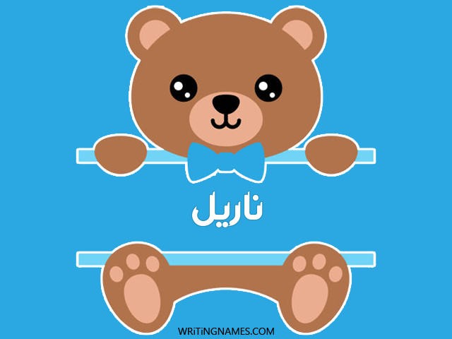 إسم ناريل مكتوب على صور دبدوب مزخرف بالعربي