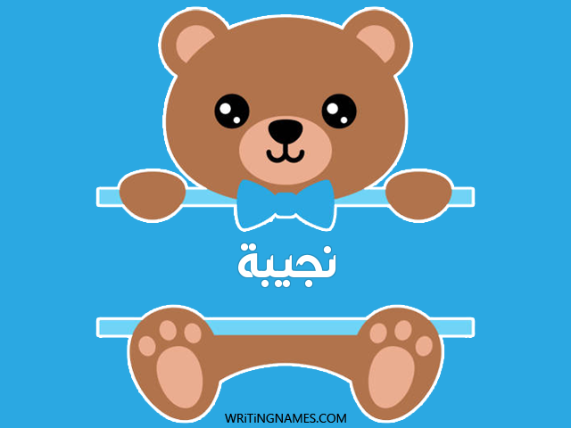 إسم نجيبة مكتوب على صور دبدوب مزخرف بالعربي