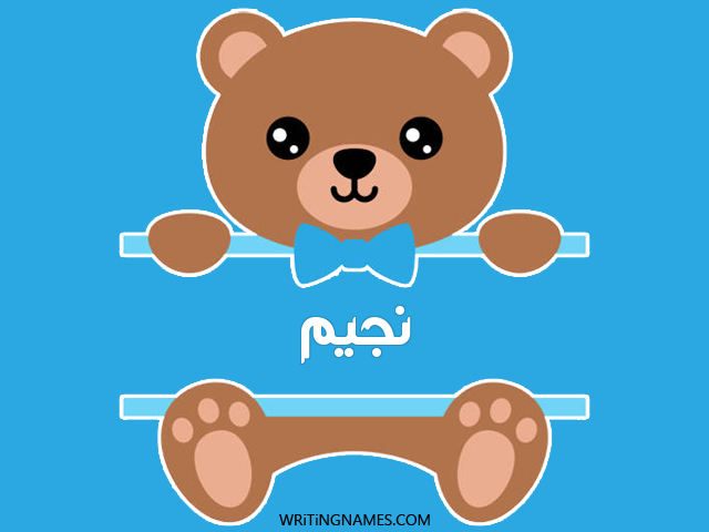 إسم نجيم مكتوب على صور دبدوب مزخرف بالعربي