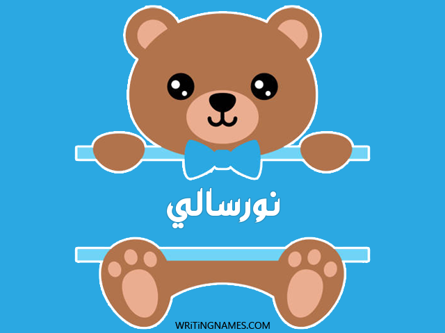 إسم نورسالي مكتوب على صور دبدوب مزخرف بالعربي