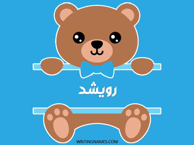 إسم رويشد مكتوب على صور دبدوب مزخرف بالعربي