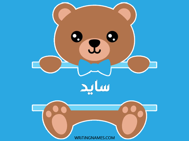 إسم سايد مكتوب على صور دبدوب مزخرف بالعربي