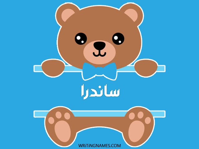 إسم ساندرا مكتوب على صور دبدوب مزخرف بالعربي