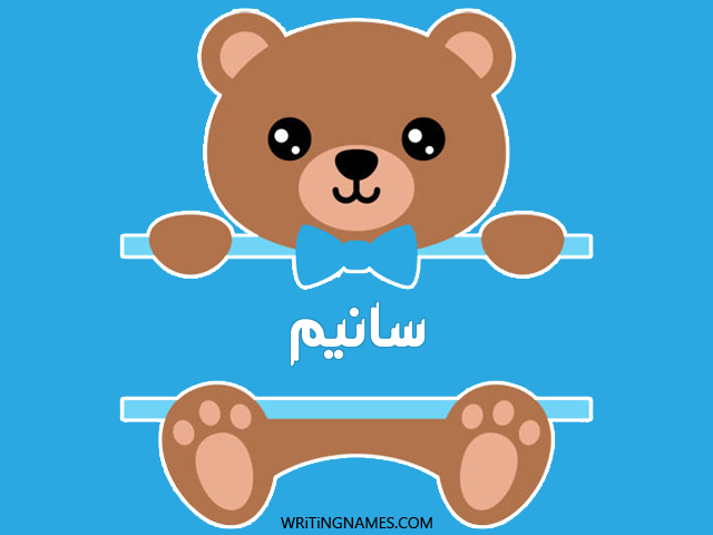 إسم سانيم مكتوب على صور دبدوب مزخرف بالعربي