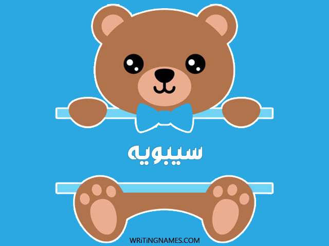 إسم سيبويه مكتوب على صور دبدوب مزخرف بالعربي