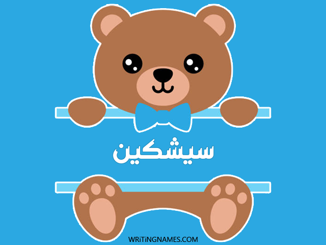 إسم سيشكين مكتوب على صور دبدوب مزخرف بالعربي