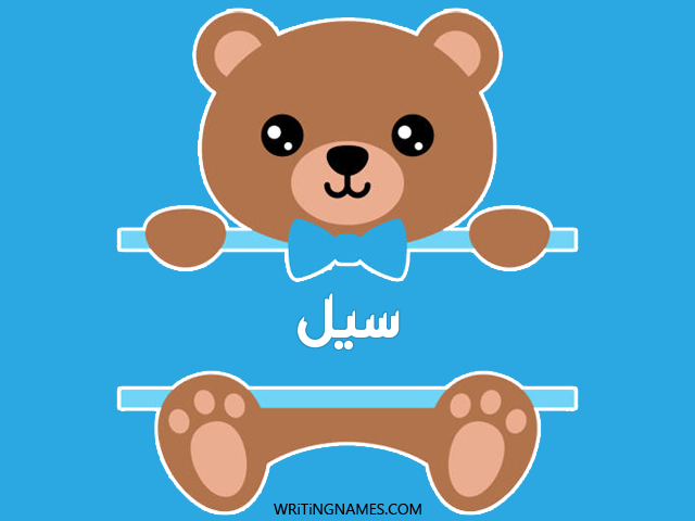 إسم سيل مكتوب على صور دبدوب مزخرف بالعربي