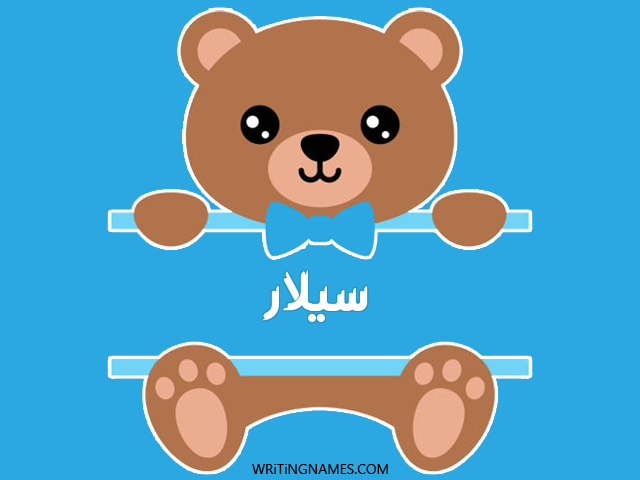 إسم سيلار مكتوب على صور دبدوب مزخرف بالعربي