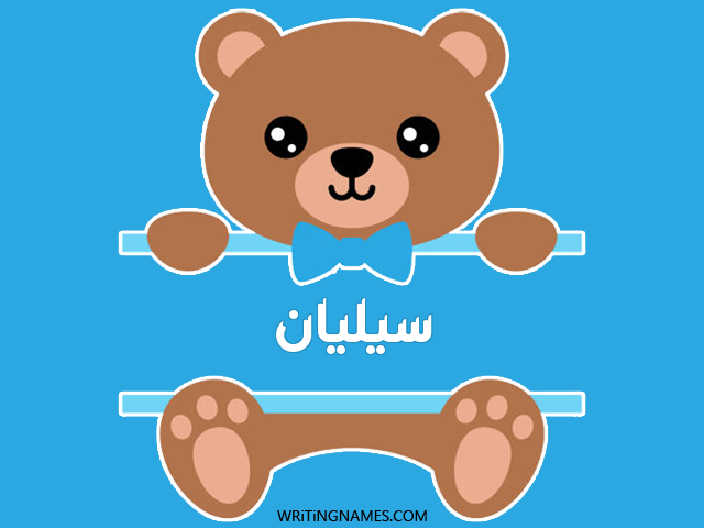 إسم سيليان مكتوب على صور دبدوب مزخرف بالعربي