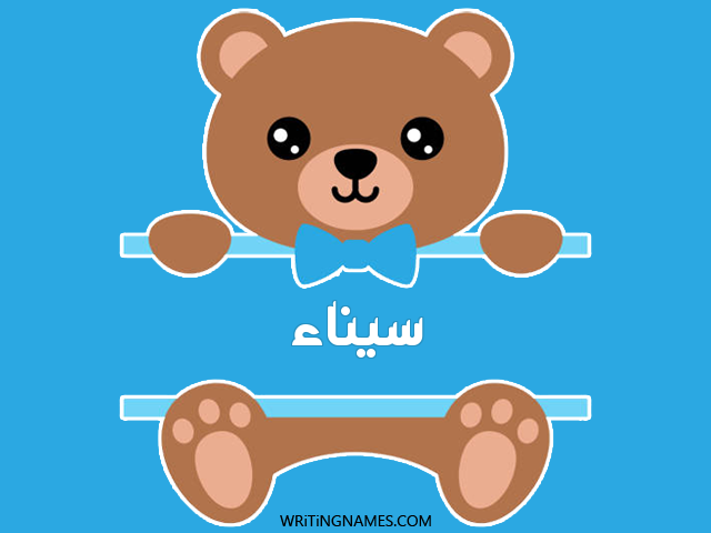 إسم سيناء مكتوب على صور دبدوب مزخرف بالعربي