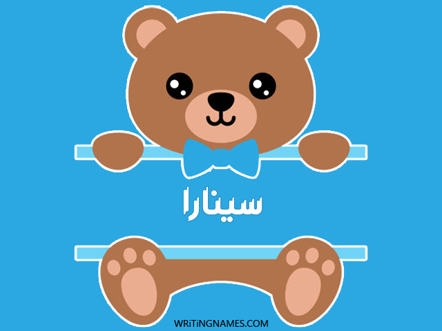 إسم سينارا مكتوب على صور دبدوب مزخرف بالعربي