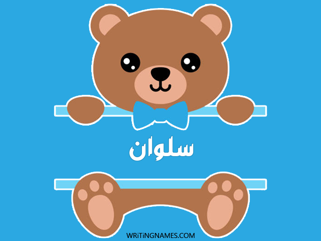 إسم سلوان مكتوب على صور دبدوب مزخرف بالعربي
