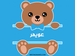 إسم عويمر مكتوب على صور دبدوب مزخرف بالعربي