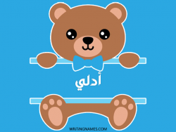 إسم أدلي مكتوب على صور دبدوب بالعربي