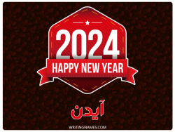إسم أيدن مكتوب على صور السنة الميلادية 2024 بالعربي
