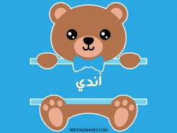 إسم أندي مكتوب على صور دبدوب مزخرف بالعربي